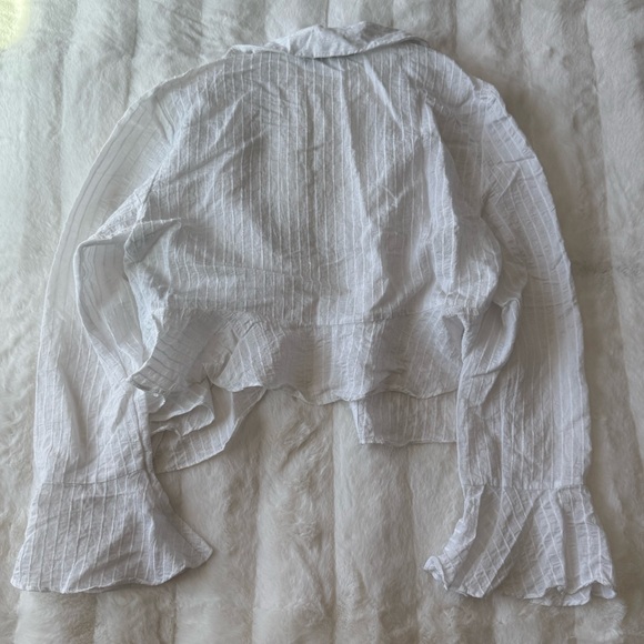 Zara Cropped Ruffled Button Down - Picture 3 of 4